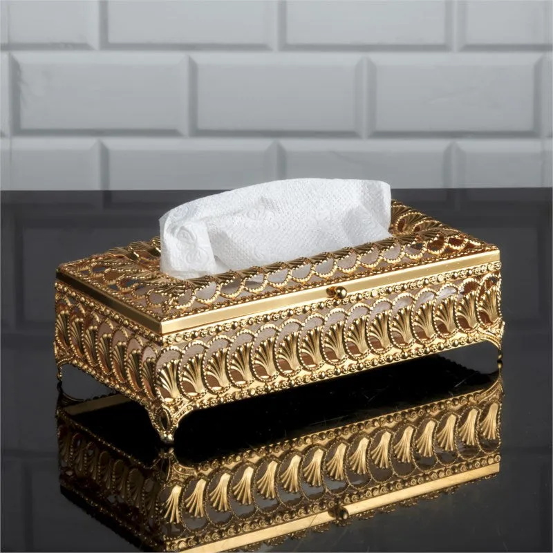 Napkin Holder, Oyster Shell Metal Tissue Box, 9.4 in