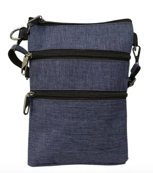 Navy Anti-theft 3 Zipper Crossbody