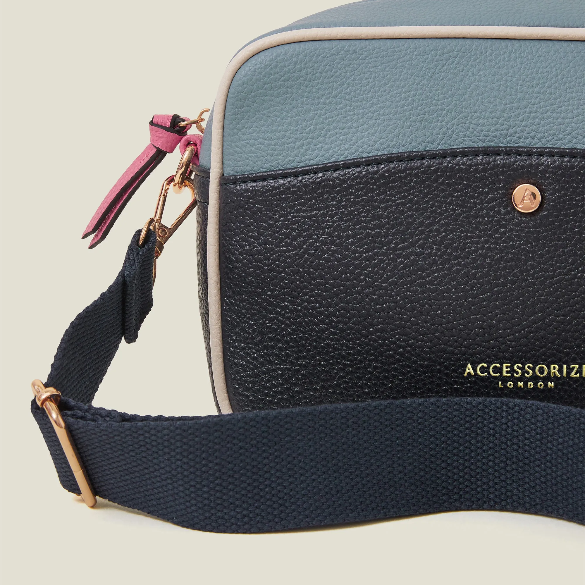 Navy Blue Colour Block Sling Bag