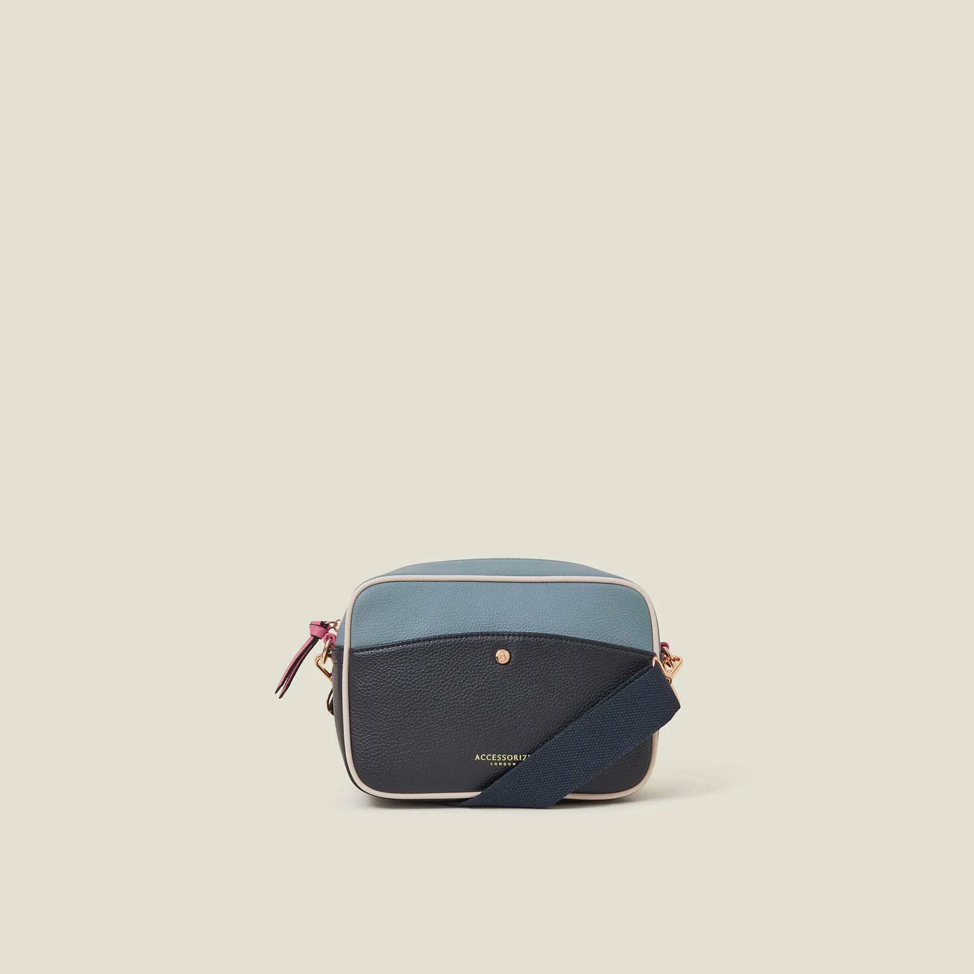 Navy Blue Colour Block Sling Bag