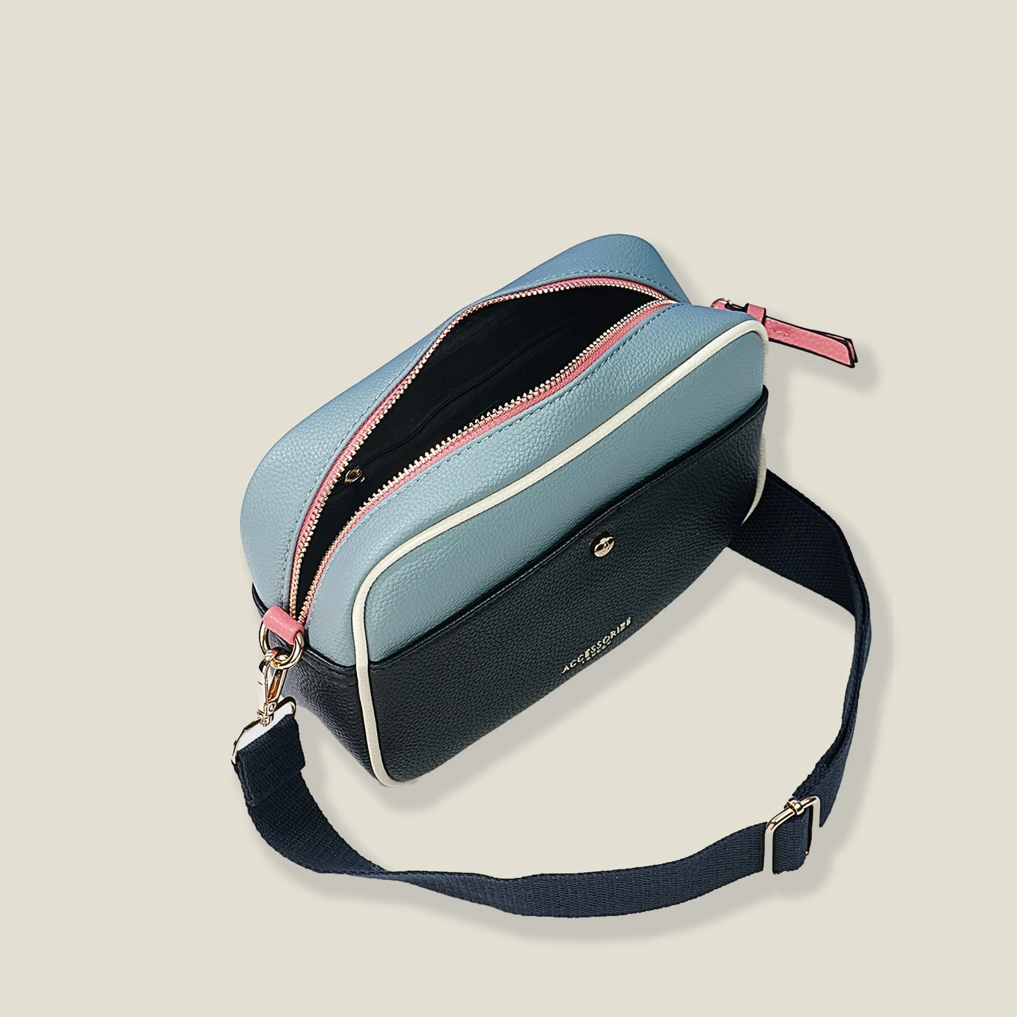 Navy Blue Colour Block Sling Bag