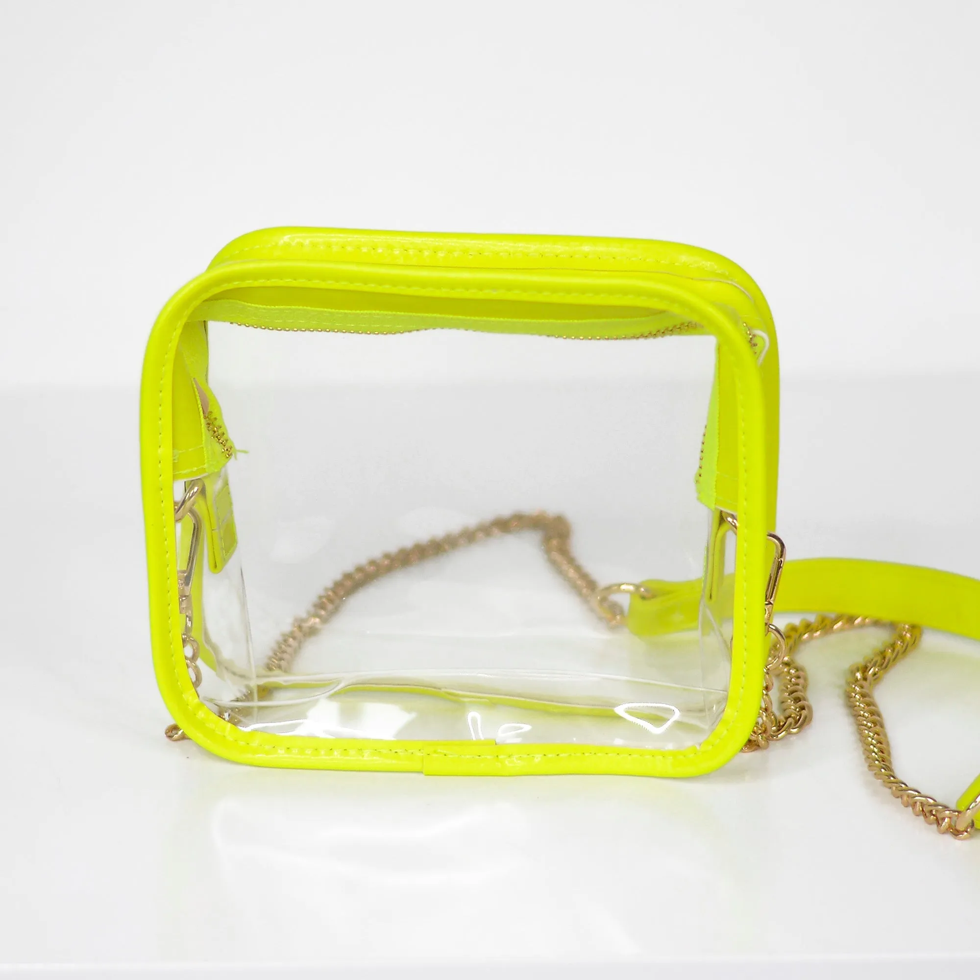 Neon Yellow and Clear Crossbody Purse