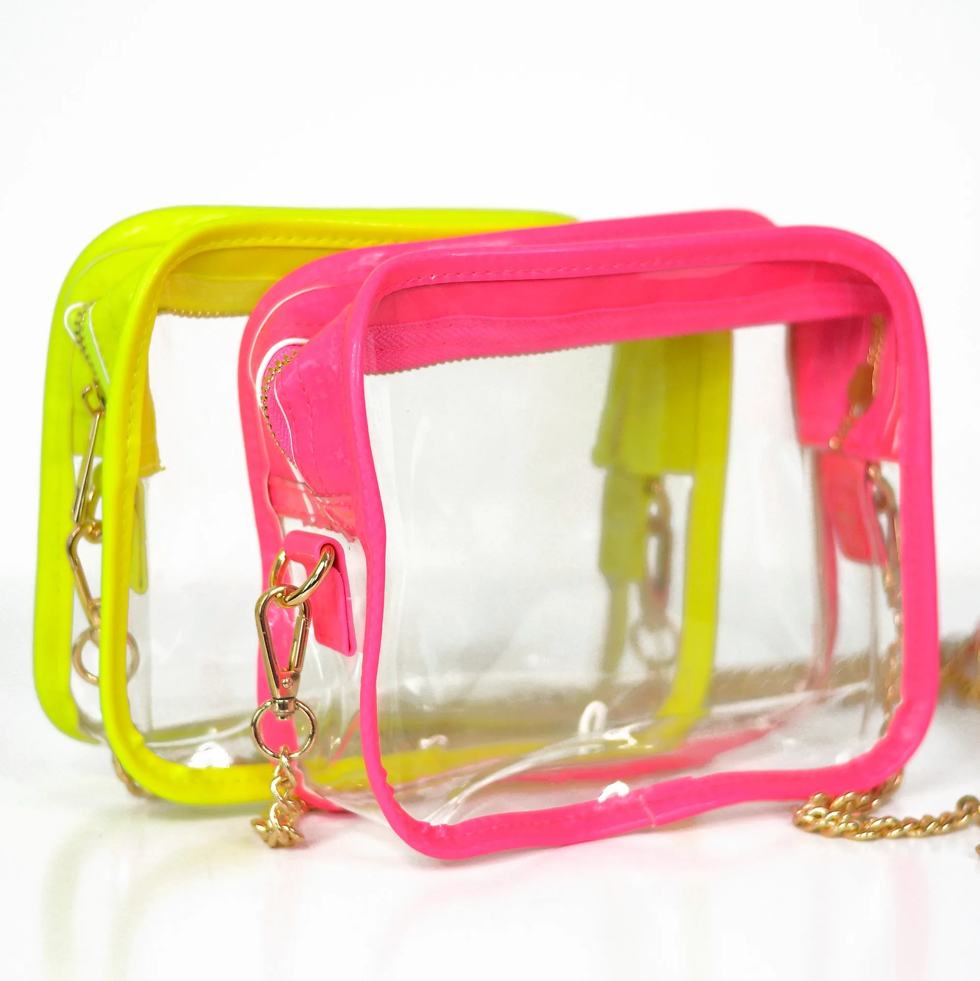 Neon Yellow and Clear Crossbody Purse