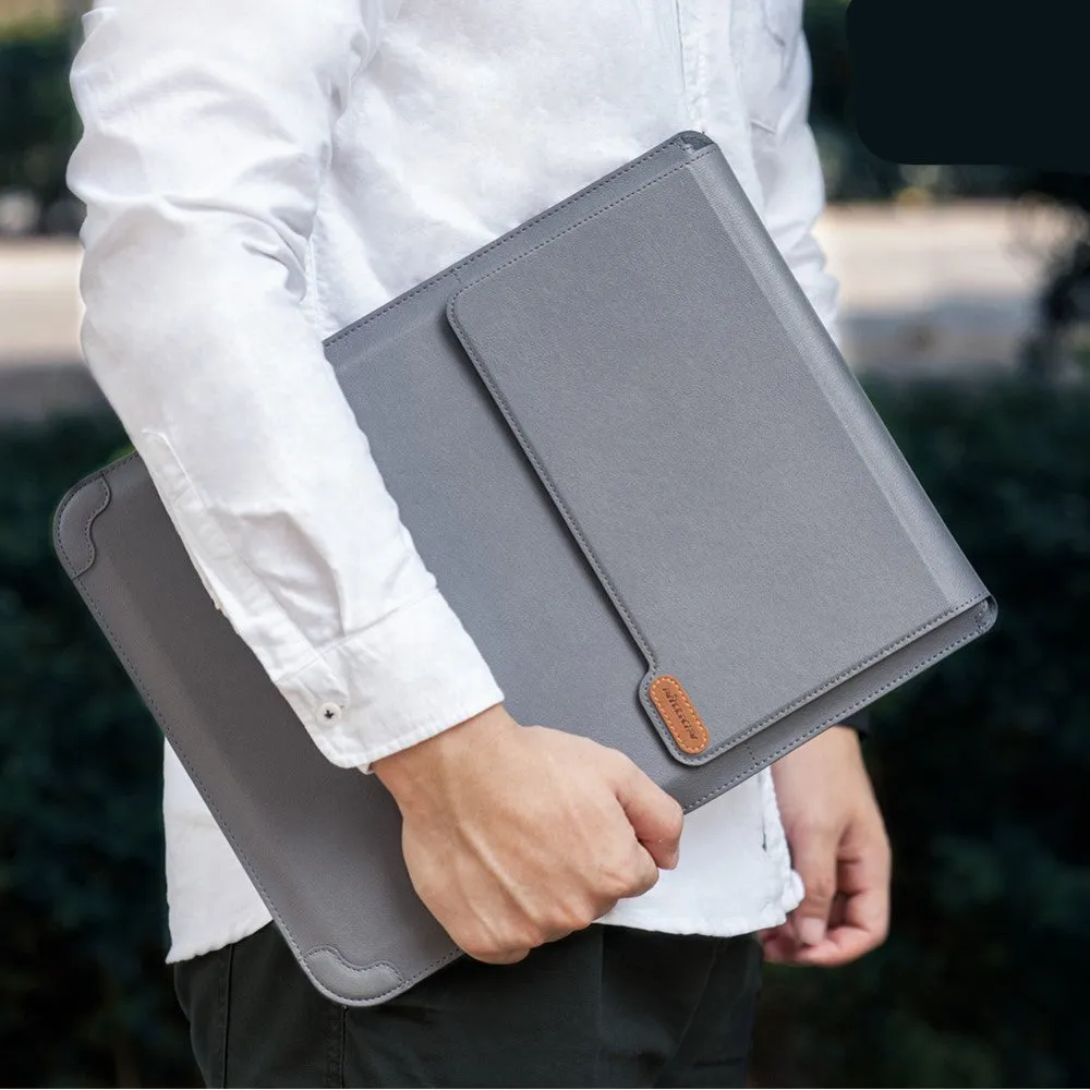 Nillkin - 3in1 Universal 16" Laptop / MacBook / Tablet Leather Case Sleeve   Mouse Pad   Stand in Litchi Look - Gray