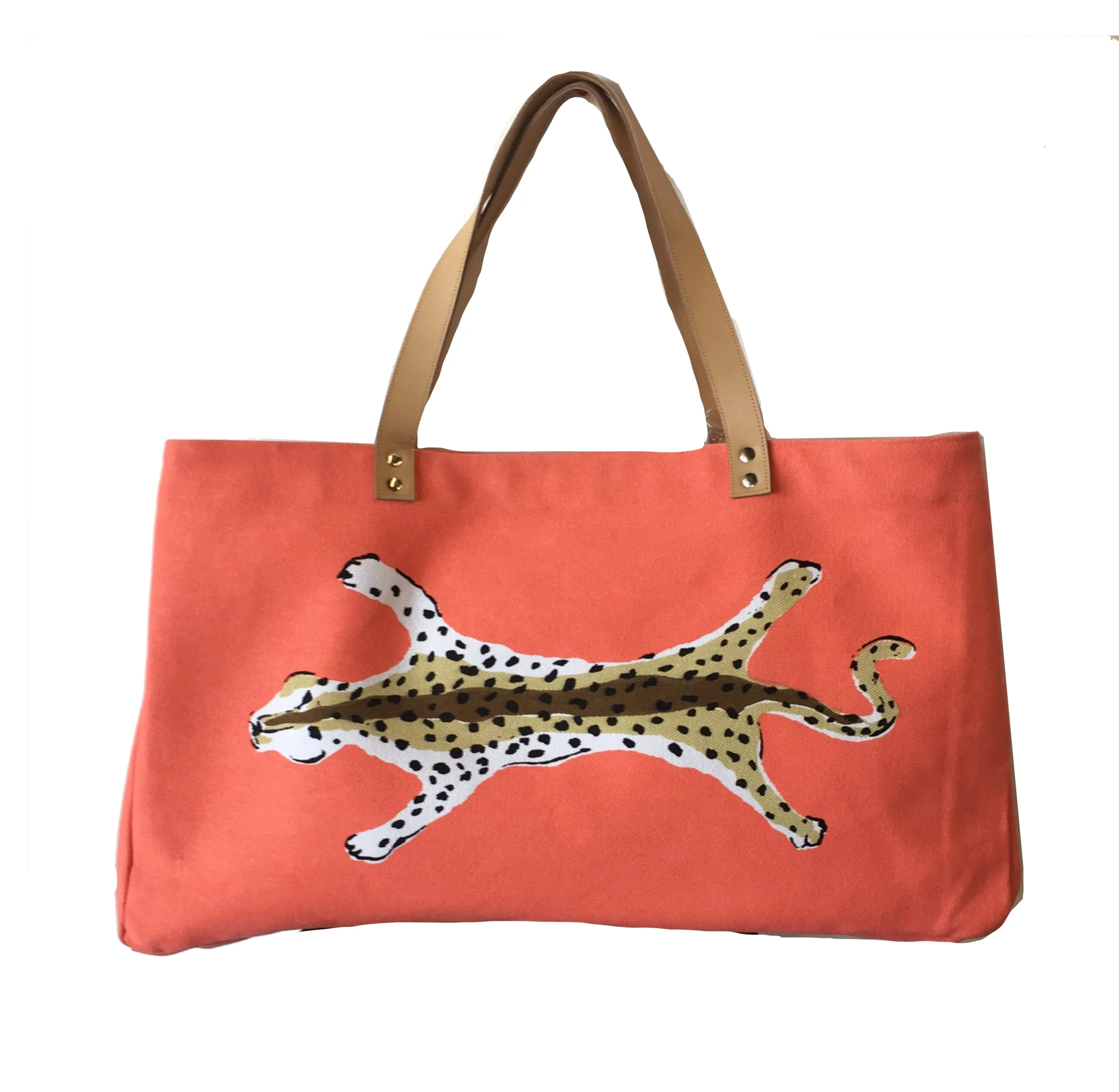 Orange Leopard Shoulder Tote