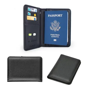 Passport and Vaccine Card Holder Combo, Alameda Carbon Fiber Passport Holder with Vaccine Card Slot, Travel Essentials Document Organizer Cover