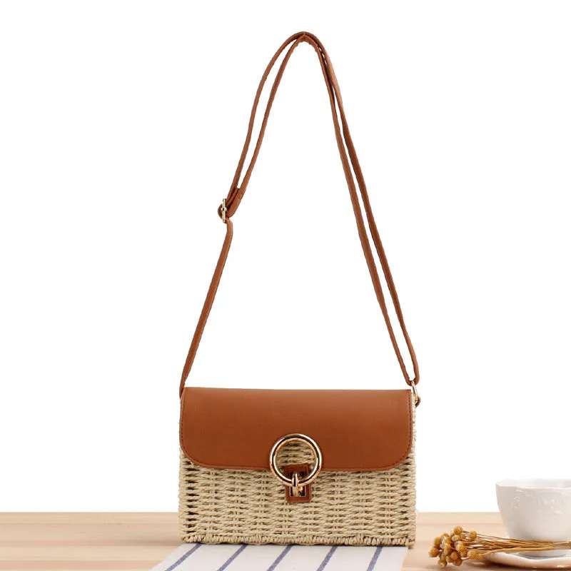 Paziye Square Crossbody Woven Beach Bag