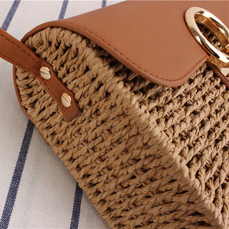 Paziye Square Crossbody Woven Beach Bag