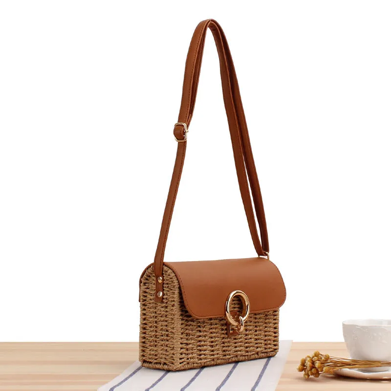 Paziye Square Crossbody Woven Beach Bag