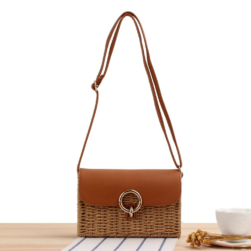 Paziye Square Crossbody Woven Beach Bag