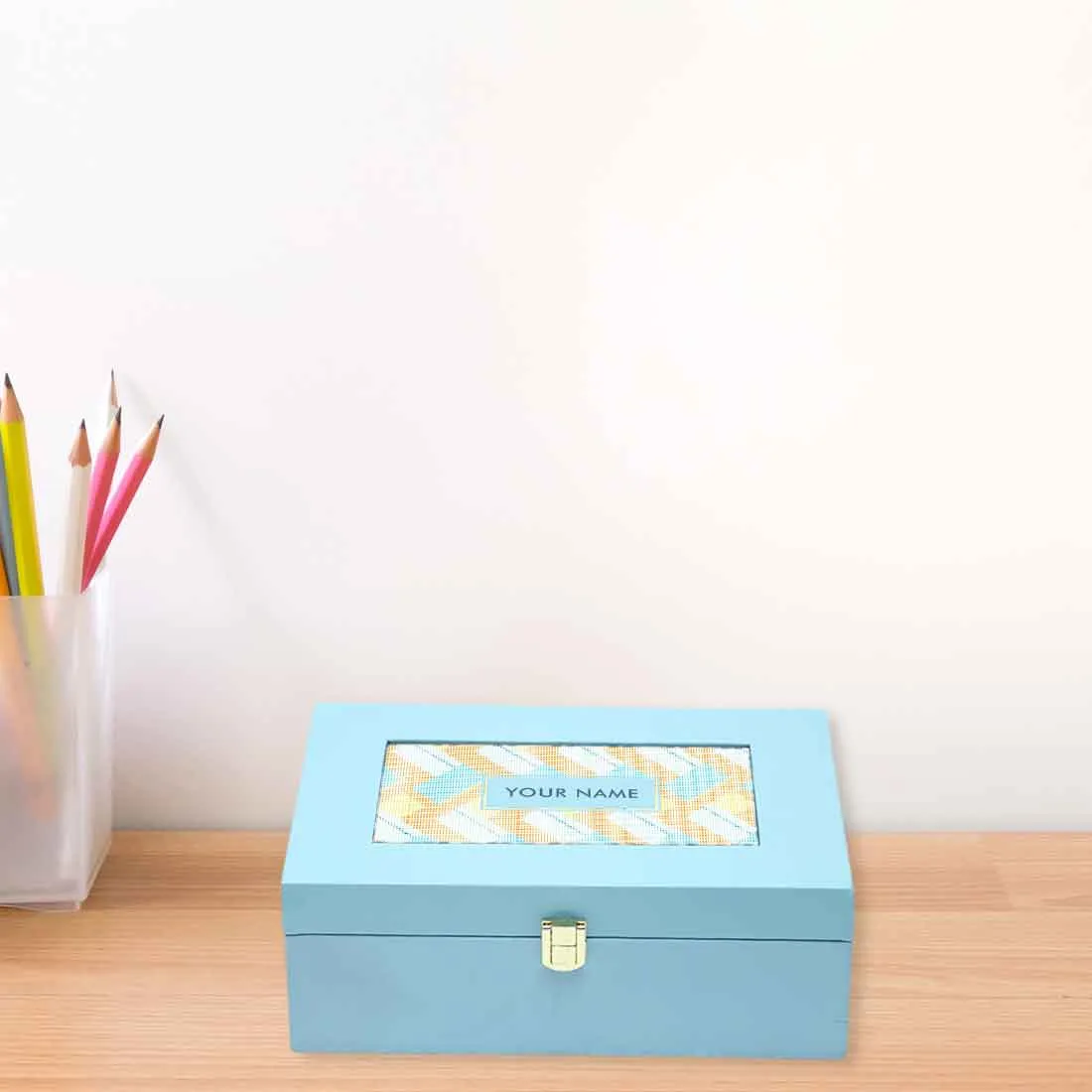 Personalised Jewellery Box for Women Gifting Add Your Name - Stripe