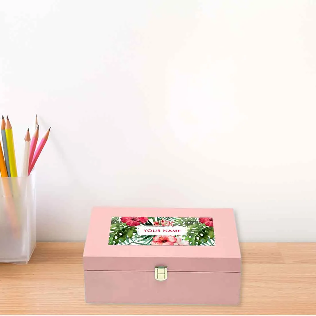 Personalized Pink Gift Box for Girlfriend Birthday  - Leaf