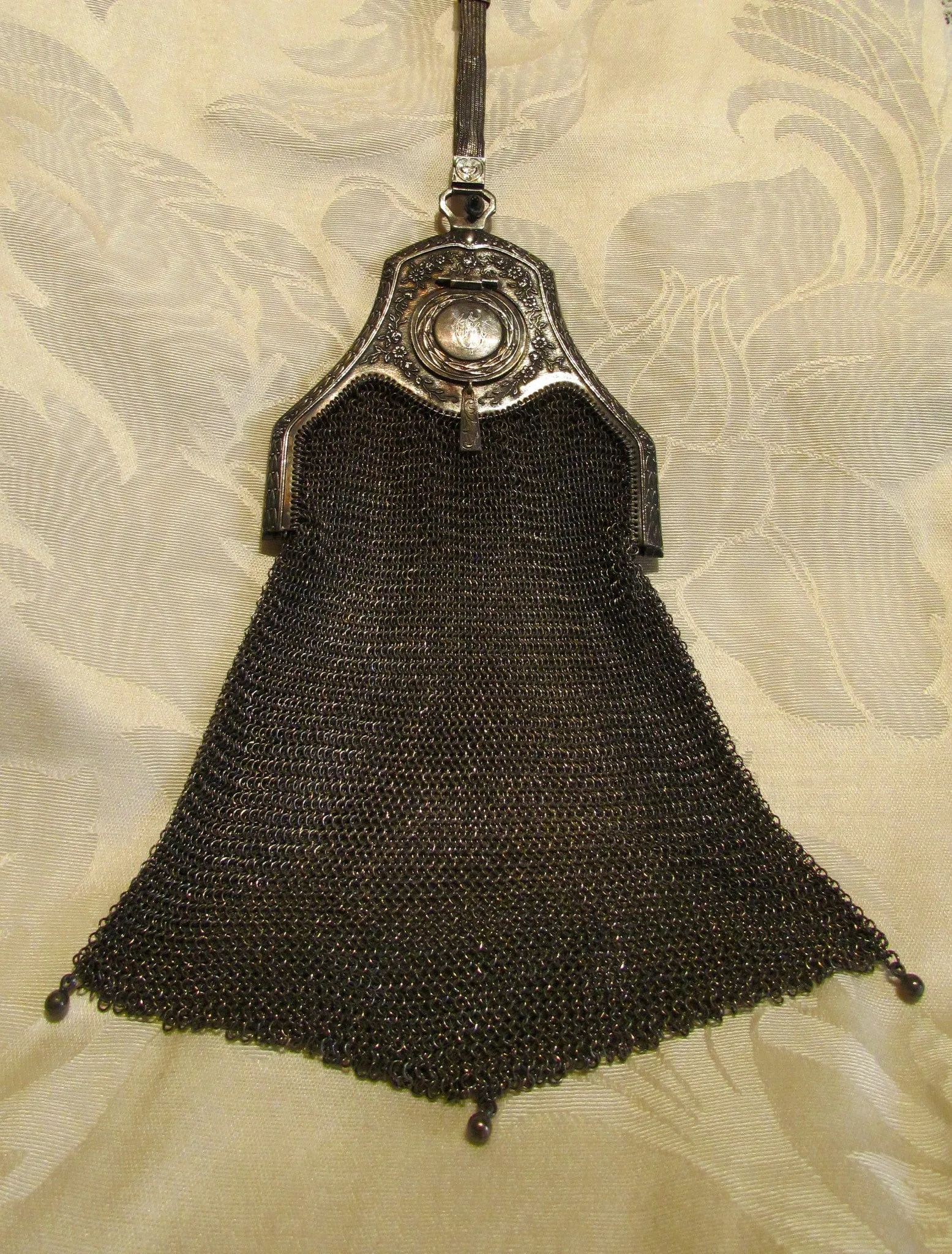 Piccadilly Soldered Mesh Purse Whiting & Davis Compact Sapphire Clasp Bag 1920s Flapper Evening Bag Formal Purse RARE