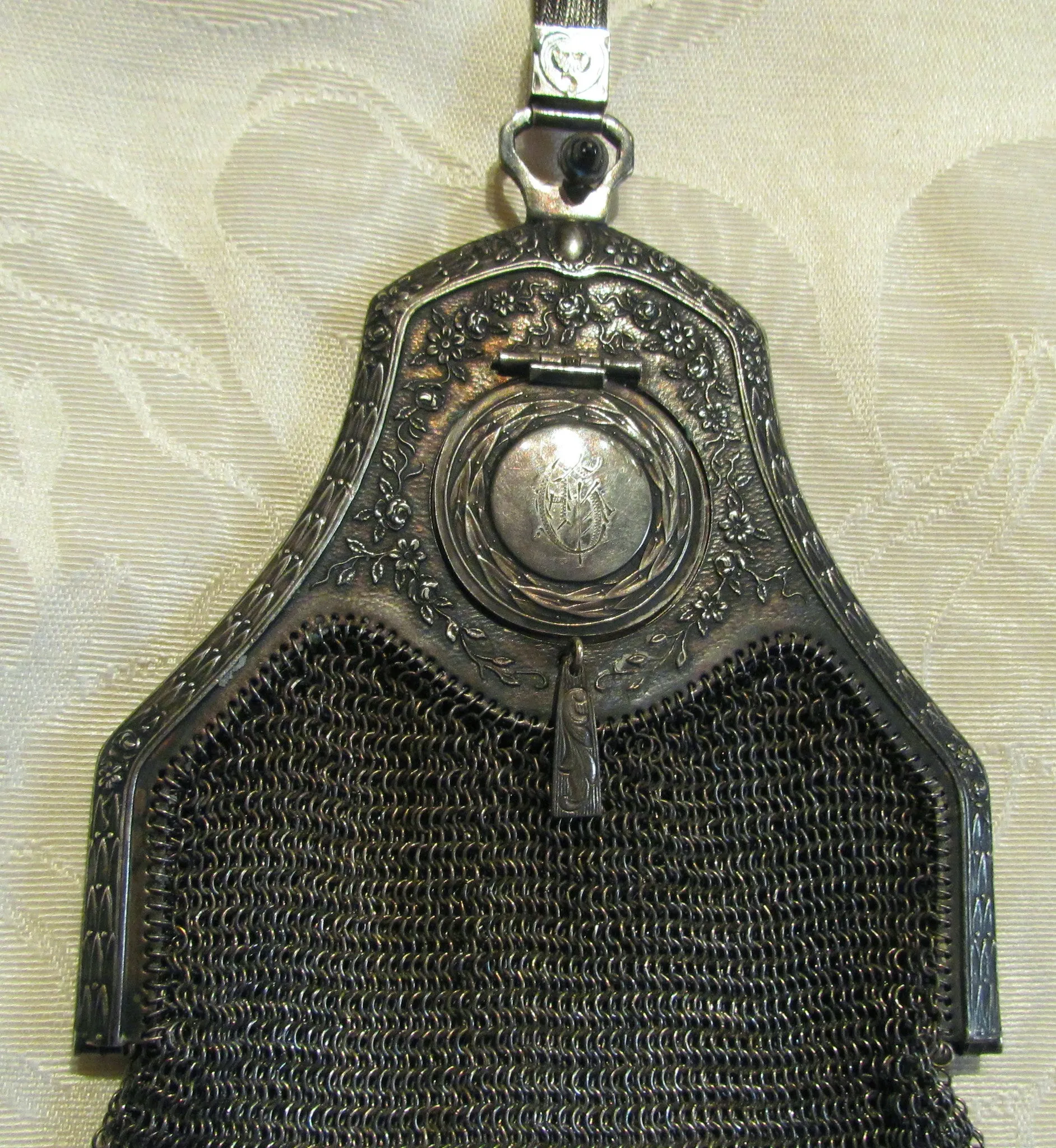 Piccadilly Soldered Mesh Purse Whiting & Davis Compact Sapphire Clasp Bag 1920s Flapper Evening Bag Formal Purse RARE