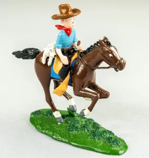 Pixi Statuette 4543 Tintin Cowboy a Cheval 1994 Amerique Rare Metal Figurine