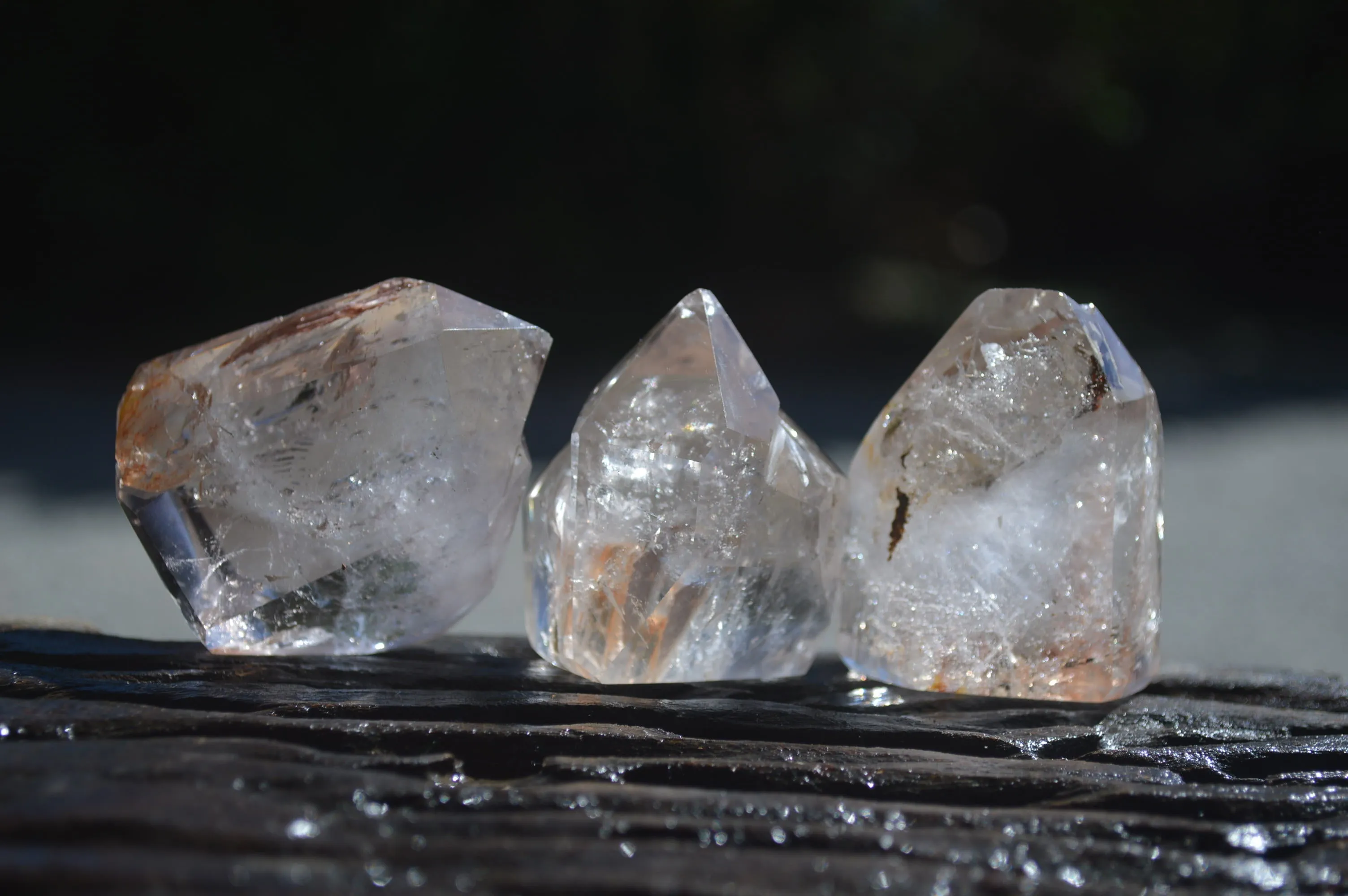 Polished Mixed Inclusion Quartz Crystals x 12 From Madagascar