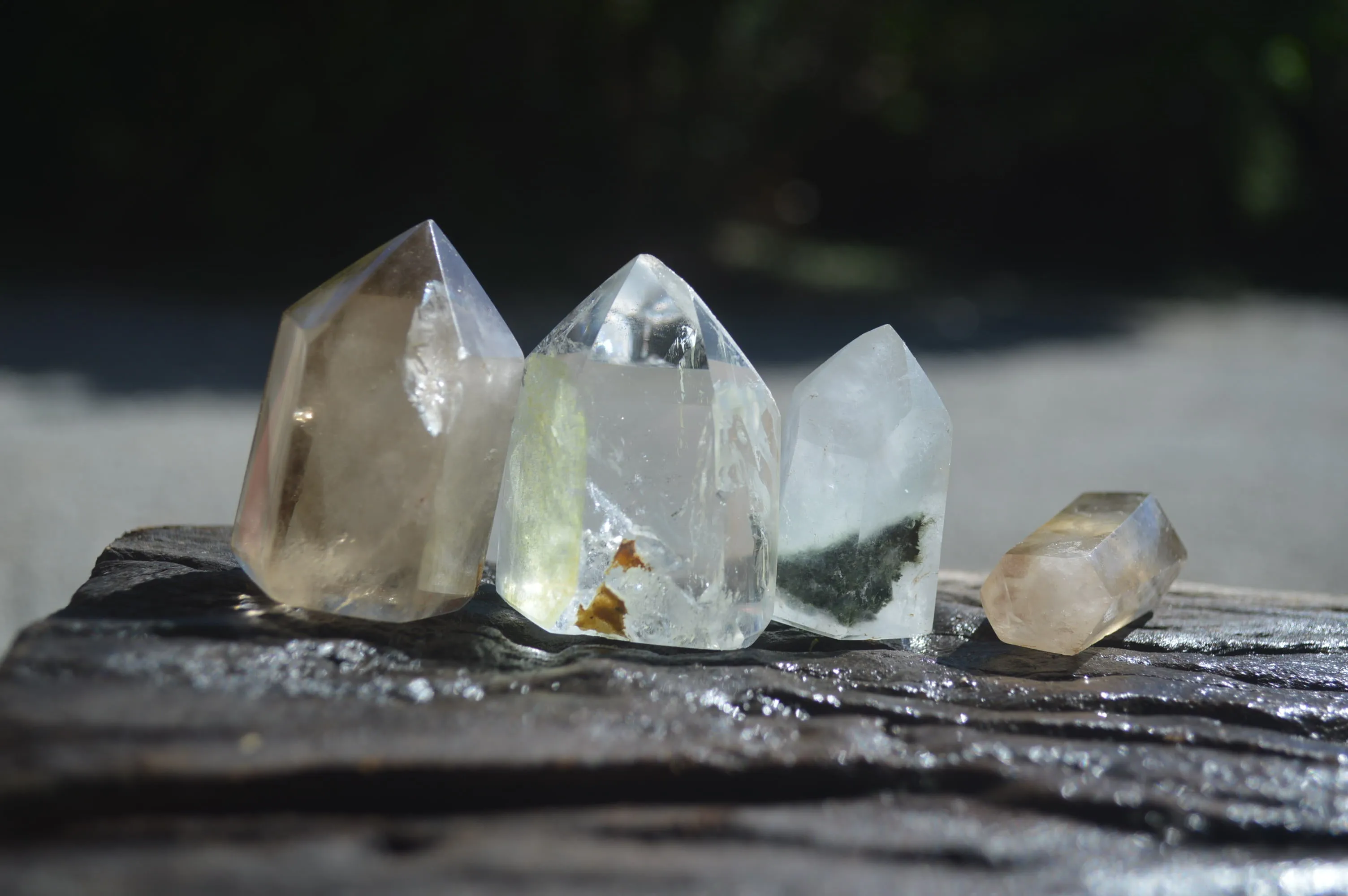 Polished Mixed Inclusion Quartz Crystals x 12 From Madagascar