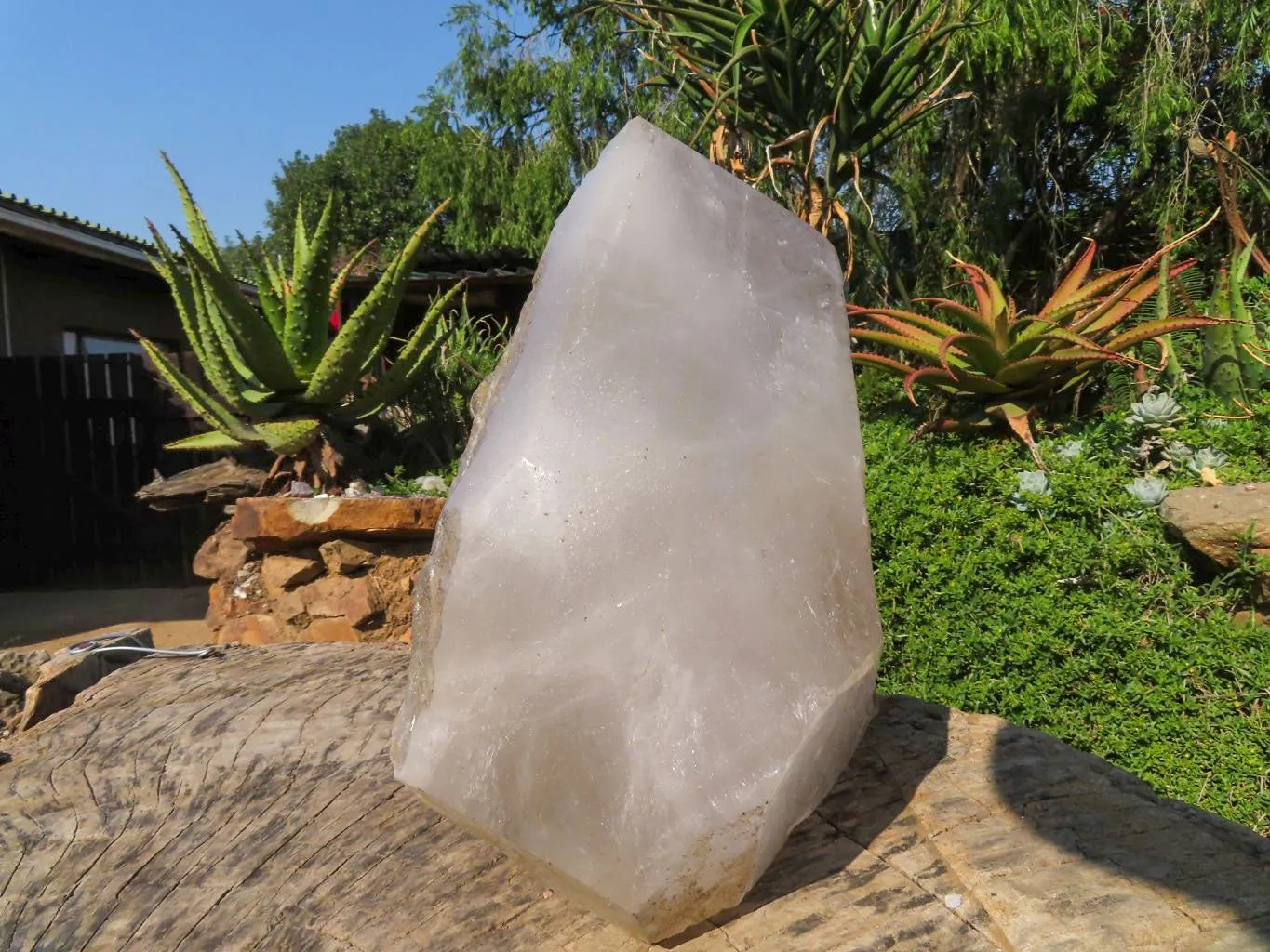 Polished On Facets and Natural Extra Large Elestial Pentium Quartz Crystal x 1 From Mozambique