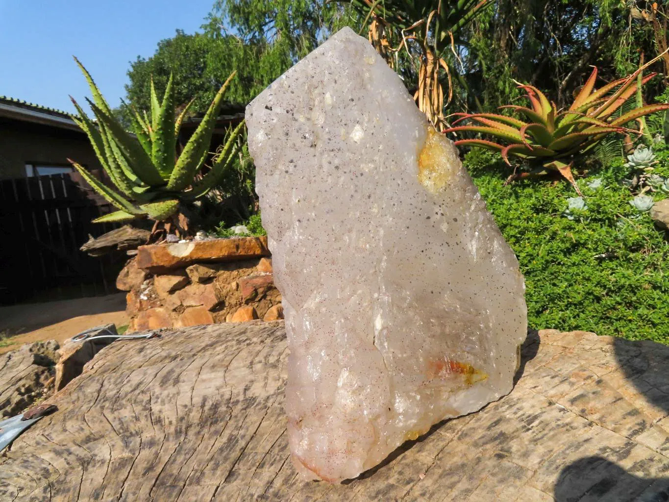 Polished On Facets and Natural Extra Large Elestial Pentium Quartz Crystal x 1 From Mozambique