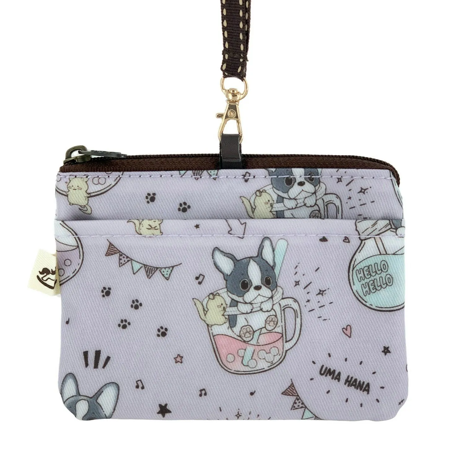 Purple Boba Frenchie Card & Coin Purse