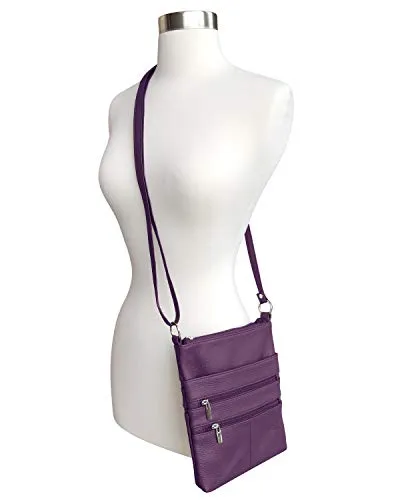 Purple Mini Body Purse Multi Pocket Cross Body Handbag Adjustable Shoulder Strap Designed in the U.S.A.