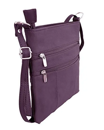 Purple Mini Body Purse Multi Pocket Cross Body Handbag Adjustable Shoulder Strap Designed in the U.S.A.