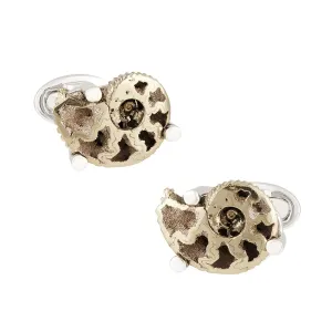 Pyritized Ammonite Fossil Sterling Silver Cufflink