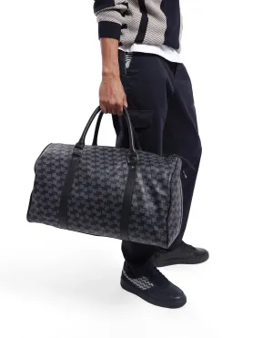 Rare Rabbit Men's Soraf Blue Monogram Print Duffle Bag