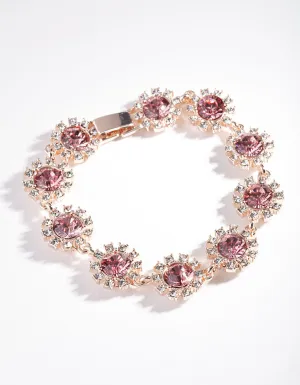 Rose Gold Gem Diamante Flower Bracelet