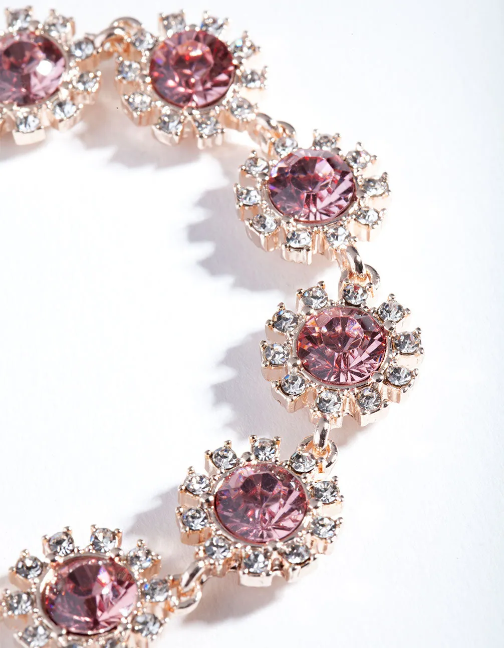 Rose Gold Gem Diamante Flower Bracelet