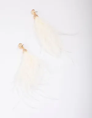 Rose Gold Textured Feather Drop Earrings