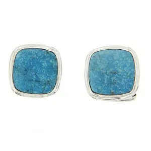 Starborn Creations Sterling Silver Square Nacozari Turquoise Cuff Links