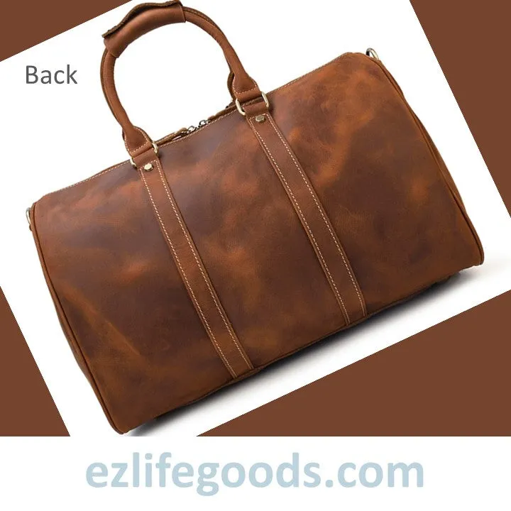 Stylish Crazy Horse Leather Travel Duffle Bag 45 cm