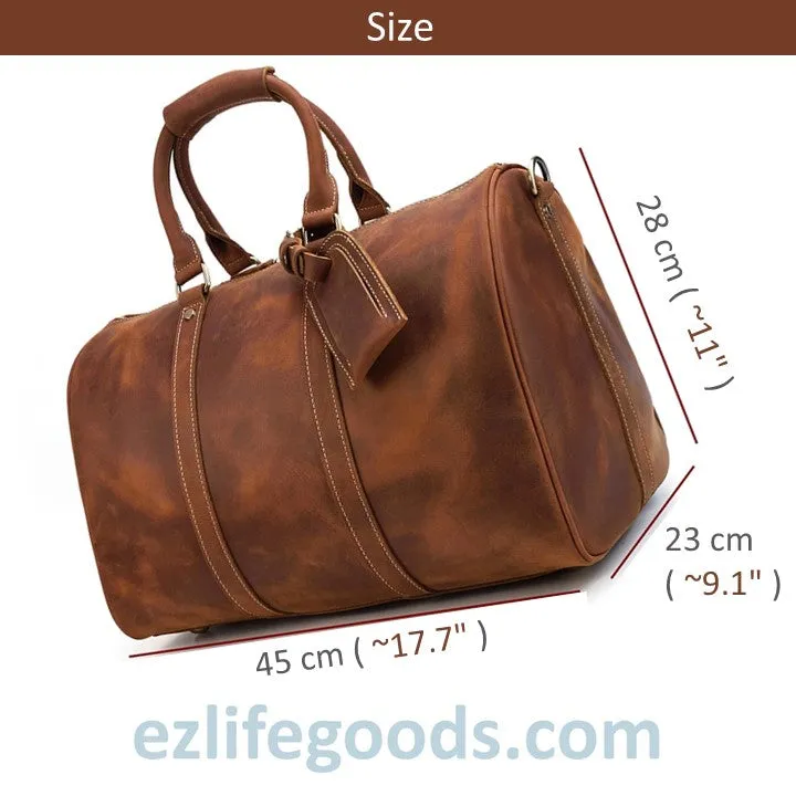 Stylish Crazy Horse Leather Travel Duffle Bag 45 cm