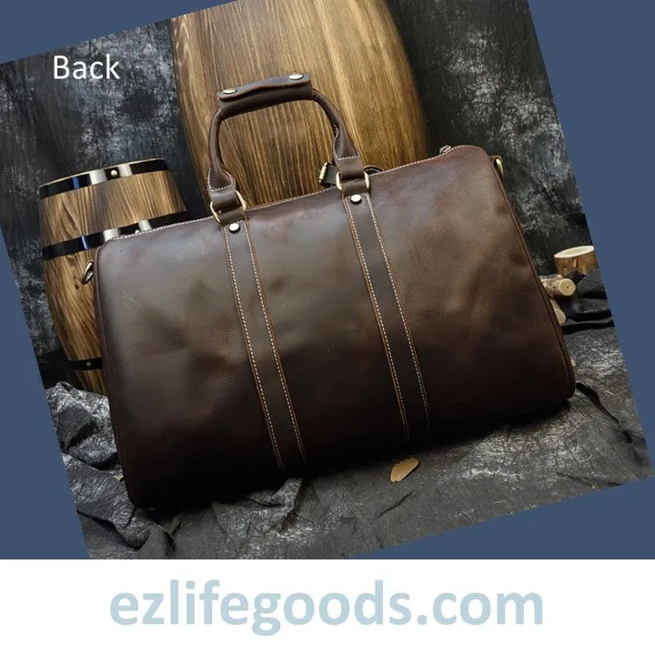 Stylish Crazy Horse Leather Travel Duffle Bag 45 cm