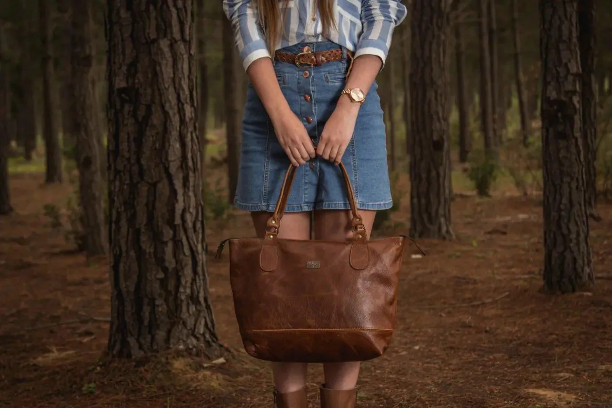 Tan Leather Goods - Daisy Leather Handbag | Toffee