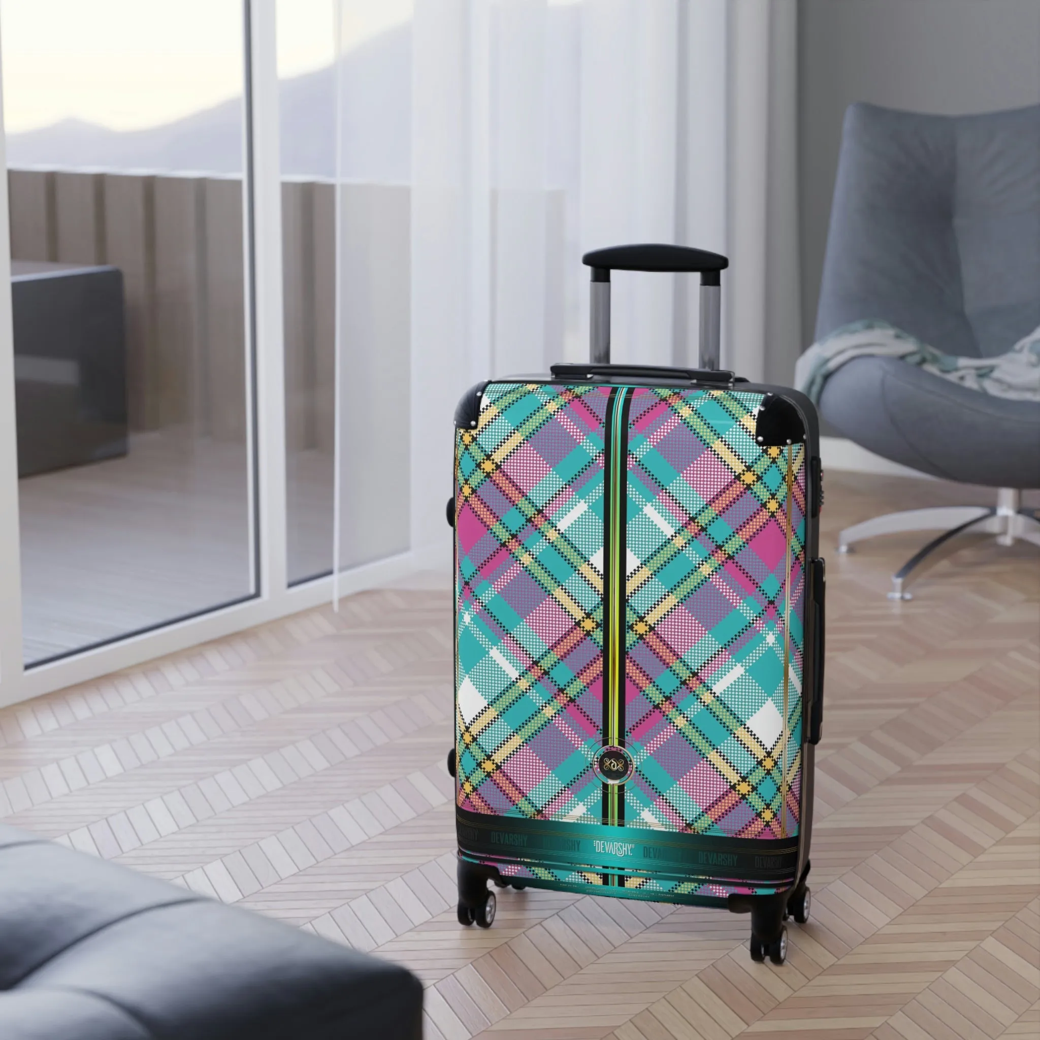 Tartan Plaids Suitcase Carry-on Suitcase Plaids Travel Luggage Hard Shell Suitcase in 3 Sizes | D20109