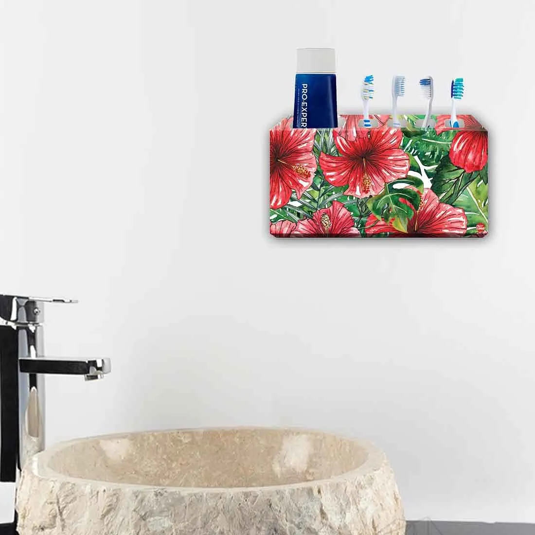 Toothbrush Holder Wall Mounted -Hibiscus Flower