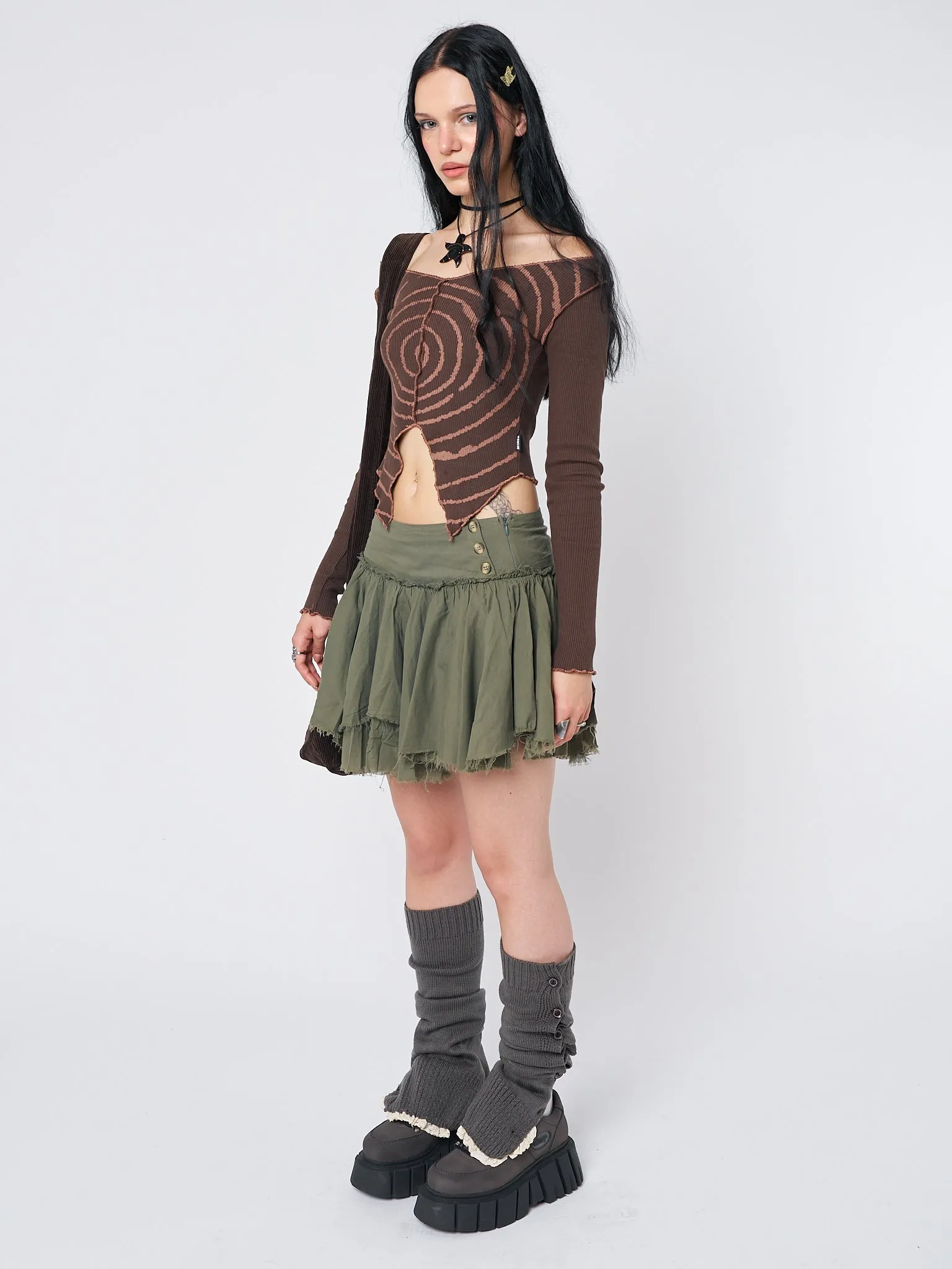 Tranceum Brown Asymmetrical Top