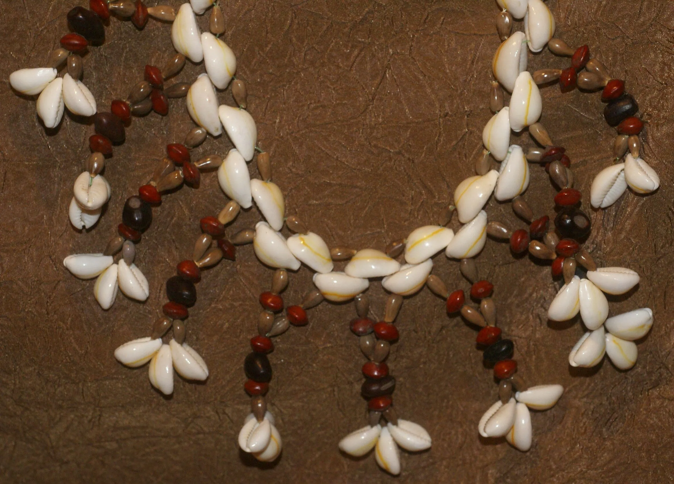 Unique, Rare 3-Tier Sing-Sing Festival Pristine Nassa Shells & Seed Beads Bilas Pectoral Adornment, Necklace Ornament from the Highlands of Papua New Guinea, NECK5, collected in late 1900’s.