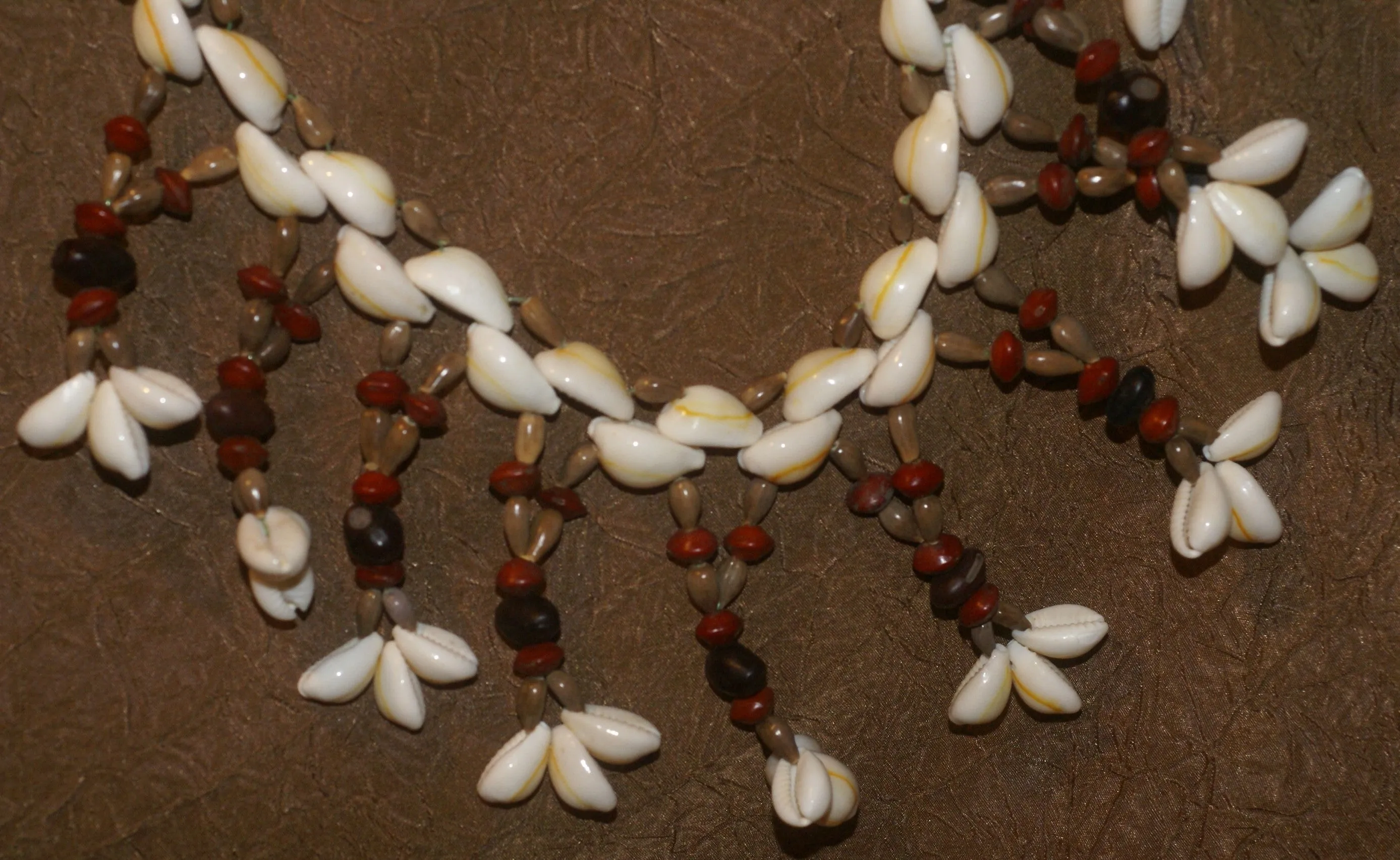 Unique, Rare 3-Tier Sing-Sing Festival Pristine Nassa Shells & Seed Beads Bilas Pectoral Adornment, Necklace Ornament from the Highlands of Papua New Guinea, NECK5, collected in late 1900’s.