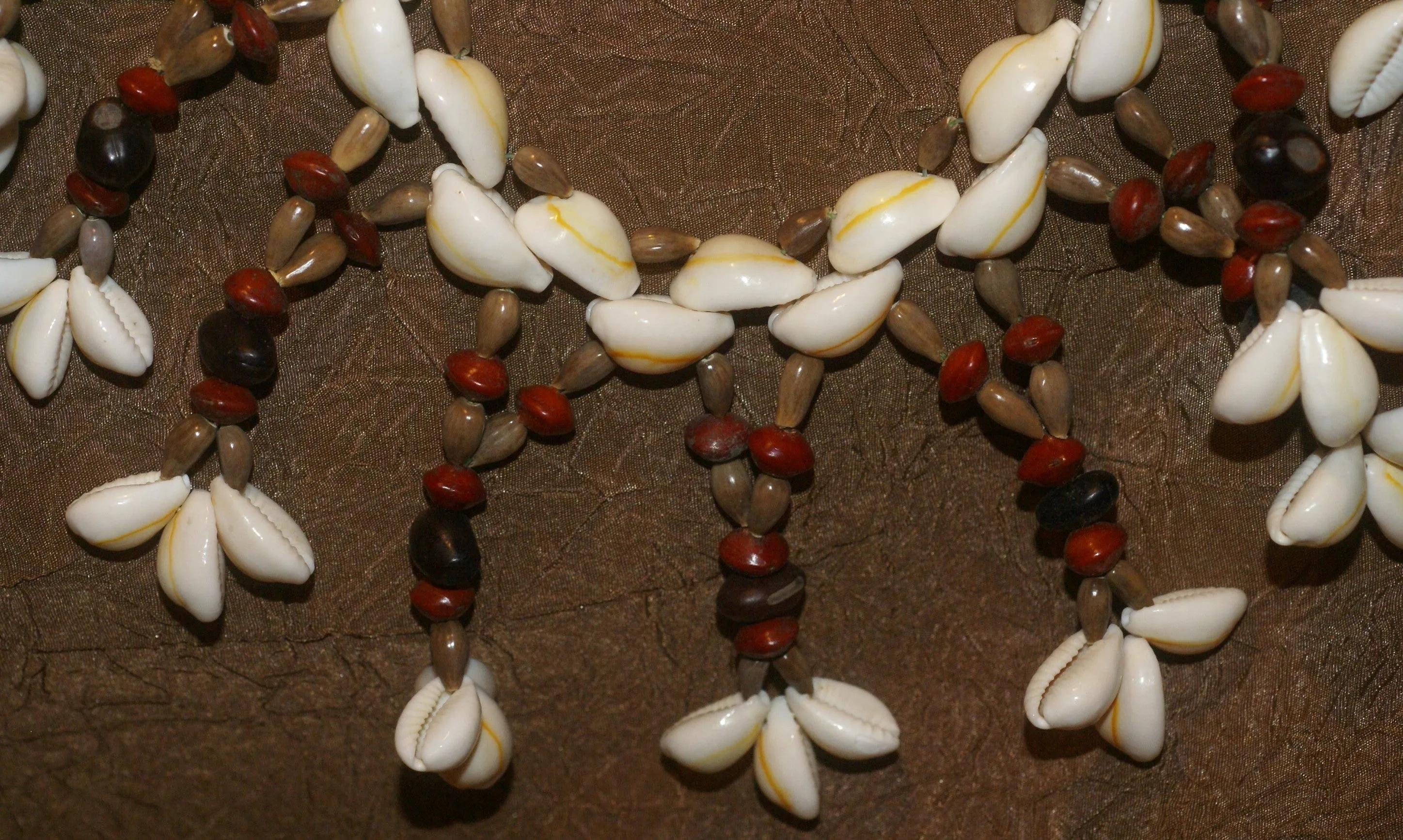 Unique, Rare 3-Tier Sing-Sing Festival Pristine Nassa Shells & Seed Beads Bilas Pectoral Adornment, Necklace Ornament from the Highlands of Papua New Guinea, NECK5, collected in late 1900’s.