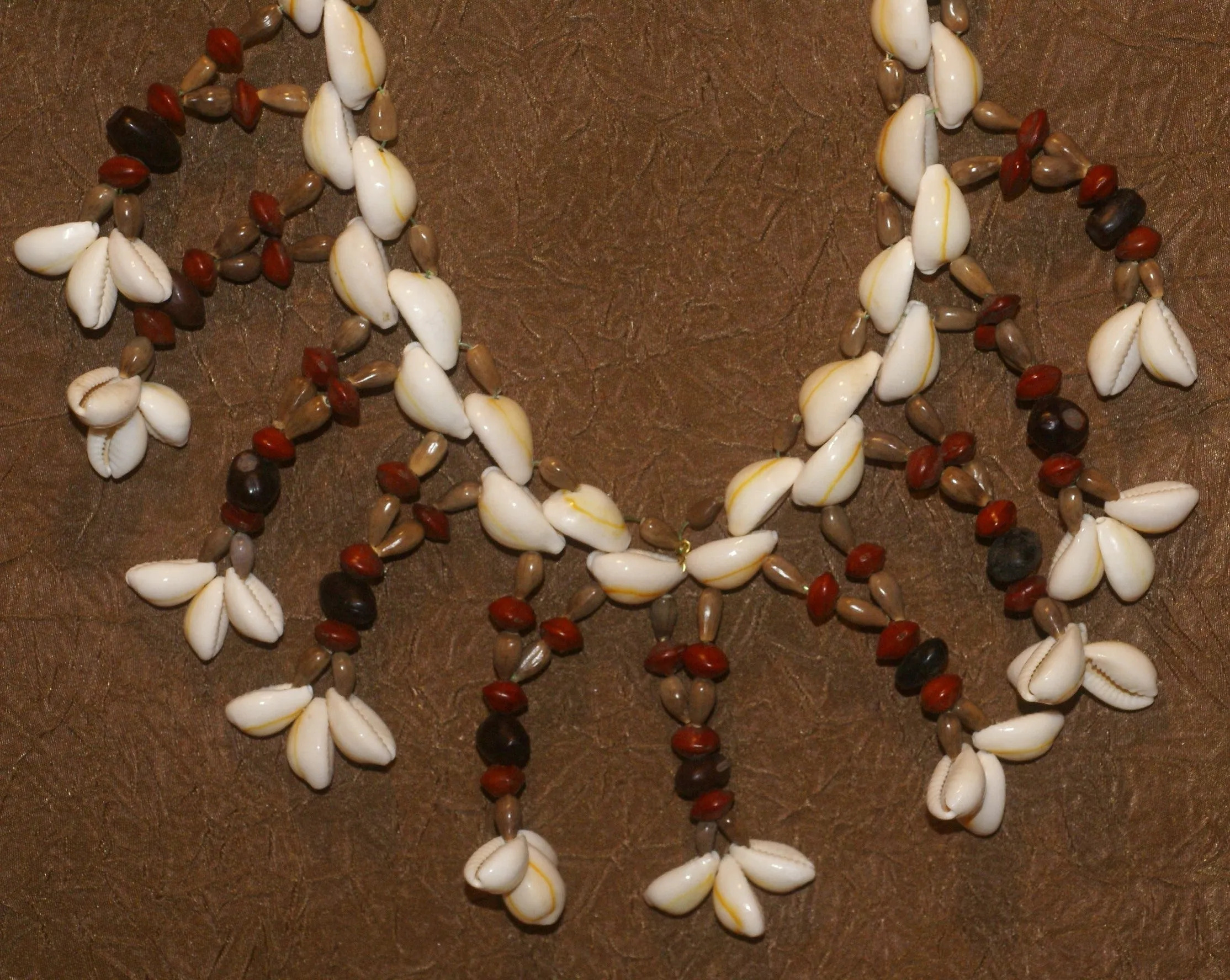 Unique, Rare 3-Tier Sing-Sing Festival Pristine Nassa Shells & Seed Beads Bilas Pectoral Adornment, Necklace Ornament from the Highlands of Papua New Guinea, NECK5, collected in late 1900’s.