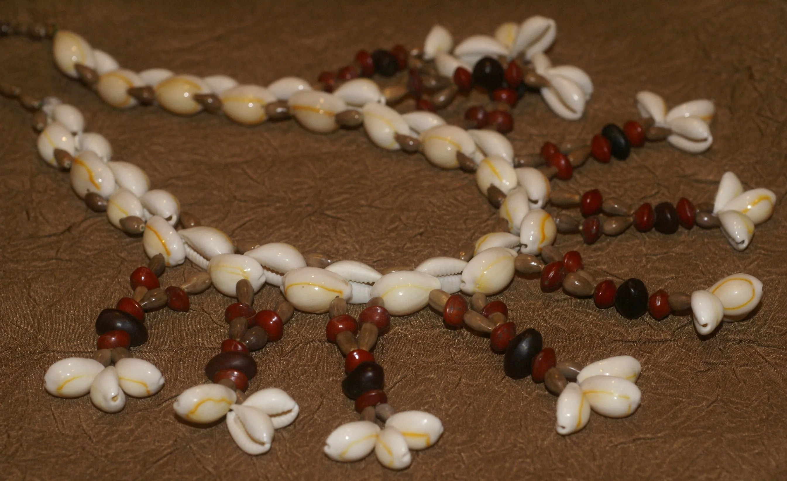 Unique, Rare 3-Tier Sing-Sing Festival Pristine Nassa Shells & Seed Beads Bilas Pectoral Adornment, Necklace Ornament from the Highlands of Papua New Guinea, NECK5, collected in late 1900’s.