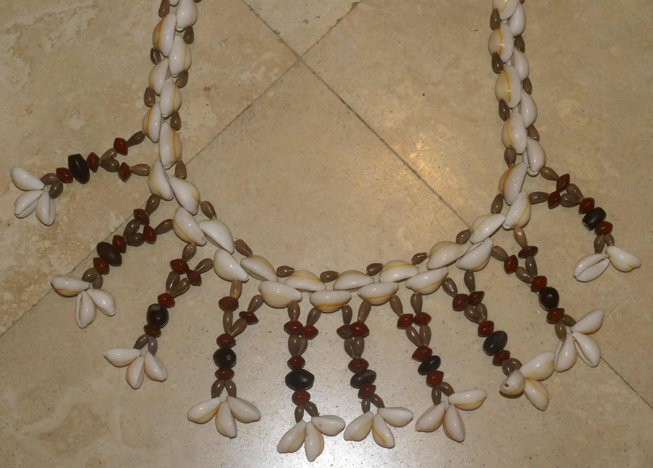 Unique, Rare 3-Tier Sing-Sing Festival Pristine Nassa Shells & Seed Beads Bilas Pectoral Adornment, Necklace Ornament from the Highlands of Papua New Guinea, NECK5, collected in late 1900’s.