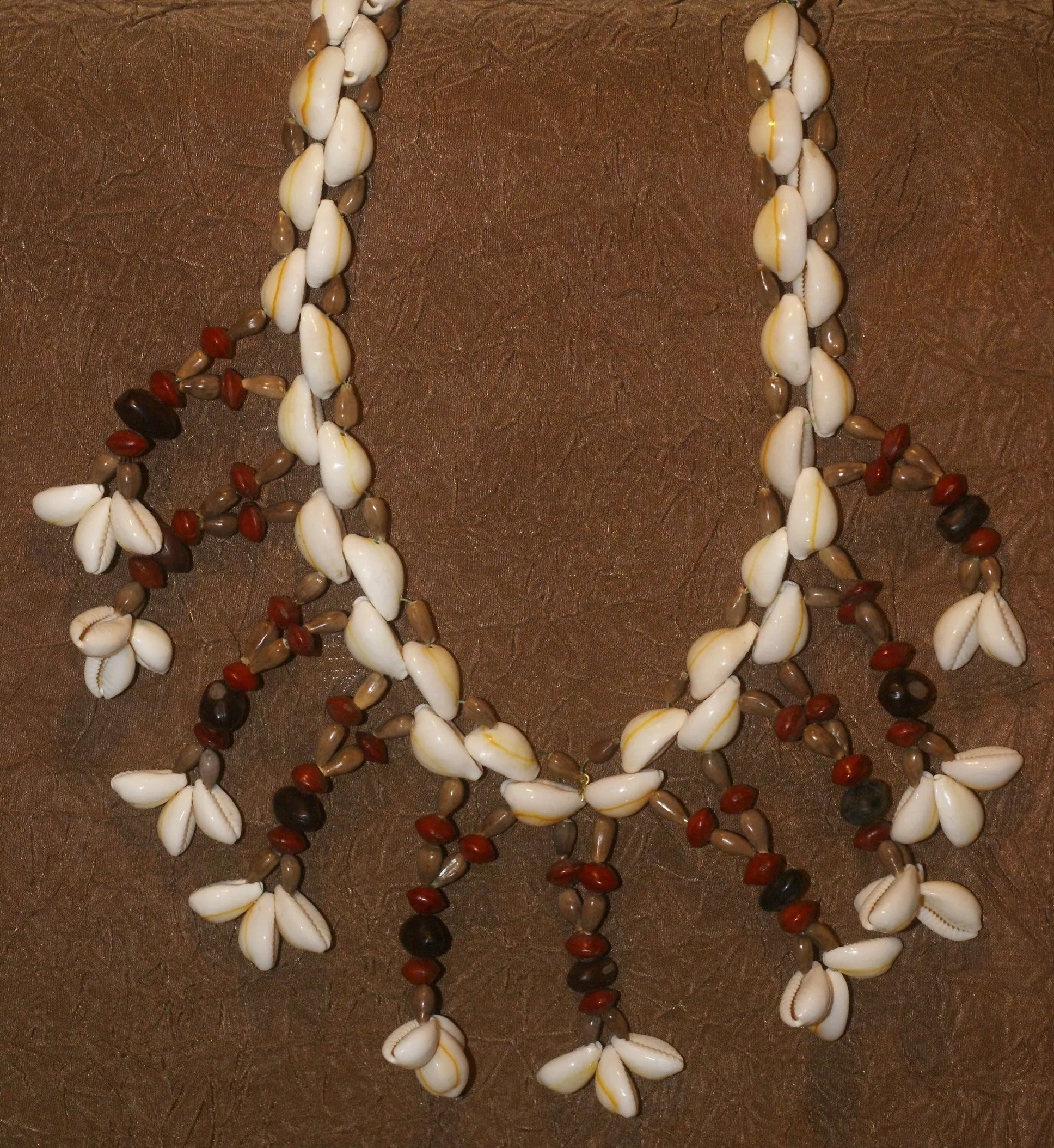 Unique, Rare 3-Tier Sing-Sing Festival Pristine Nassa Shells & Seed Beads Bilas Pectoral Adornment, Necklace Ornament from the Highlands of Papua New Guinea, NECK5, collected in late 1900’s.