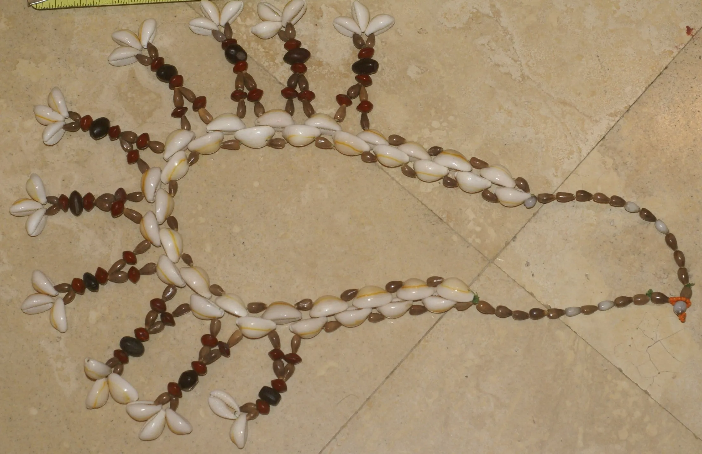 Unique, Rare 3-Tier Sing-Sing Festival Pristine Nassa Shells & Seed Beads Bilas Pectoral Adornment, Necklace Ornament from the Highlands of Papua New Guinea, NECK5, collected in late 1900’s.