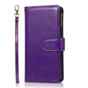 Wallet Case For Samsung A54 5G - Dark Purple - Luxury Wallet Card ID Zipper Money Holder Wild Flag