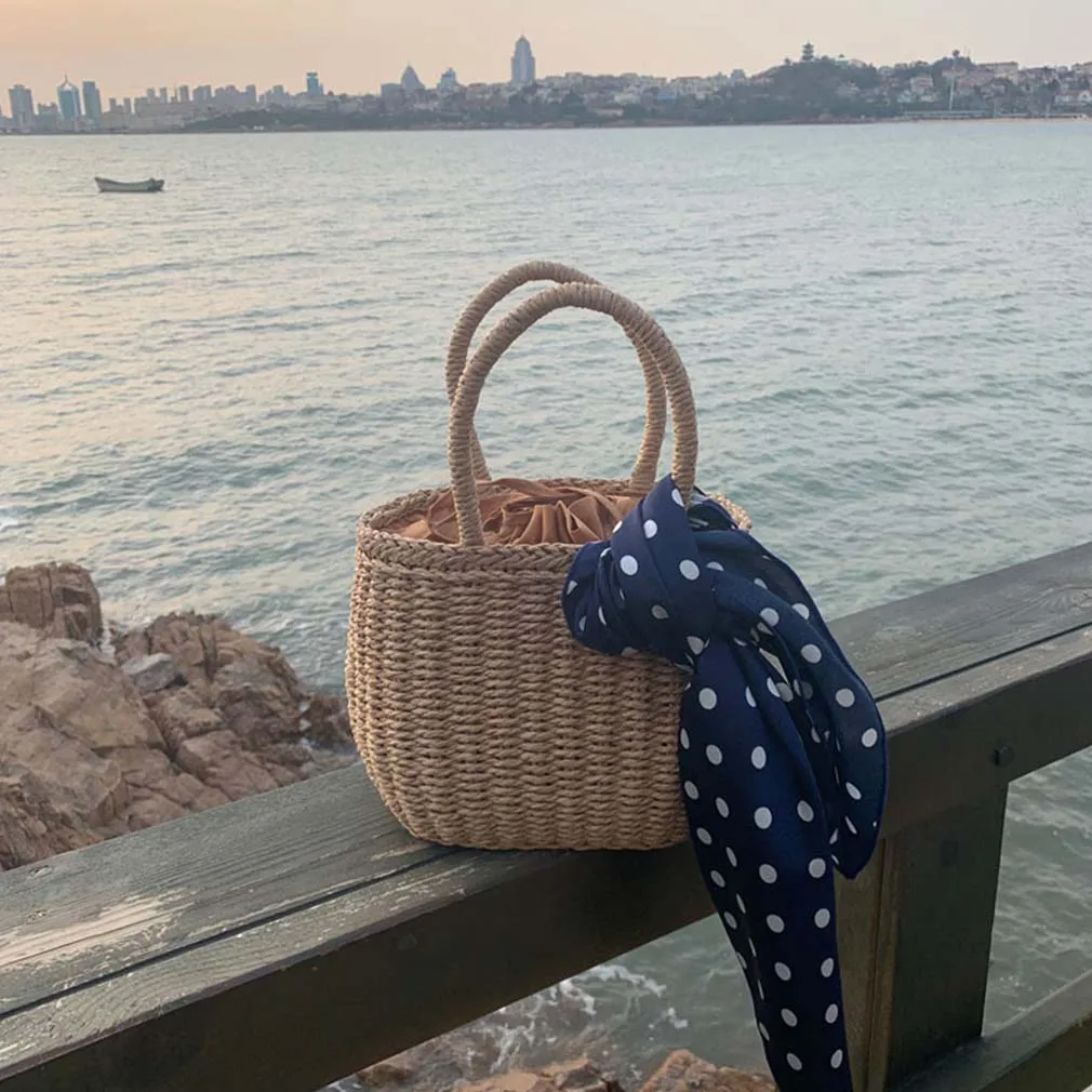 Women Beach Holiday Casual Fashion Straw Woven Bag Handbag Shoulder Bag Rattan Clutch Basket Vintage