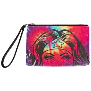 Wonder Woman Tie Dye Character and Text Symbol Purse Wallet Wristlet